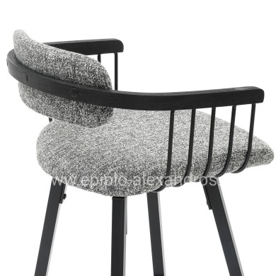 BAR STOOL SWIVEL LANG HM9990.02 BLACK METAL FRAME-GREY FABRIC 51,5x48,5x89,5Hcm.