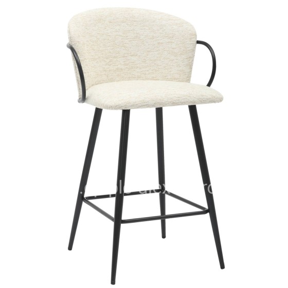 BAR STOOL MED.HEIGHT NEBOR HM9986.02 BLACK METAL FRAME-ECRU FABRIC 53,5x51x90Hcm.