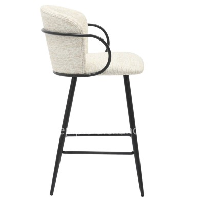 BAR STOOL MED.HEIGHT NEBOR HM9986.02 BLACK METAL FRAME-ECRU FABRIC 53,5x51x90Hcm.