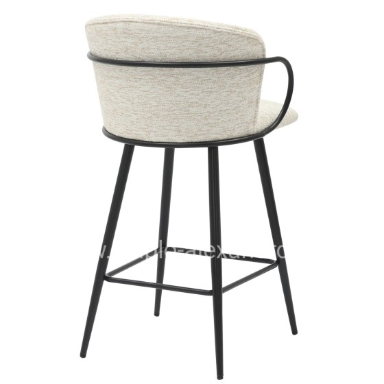 BAR STOOL MED.HEIGHT NEBOR HM9986.02 BLACK METAL FRAME-ECRU FABRIC 53,5x51x90Hcm.