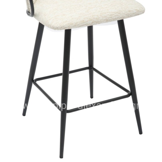 BAR STOOL MED.HEIGHT NEBOR HM9986.02 BLACK METAL FRAME-ECRU FABRIC 53,5x51x90Hcm.