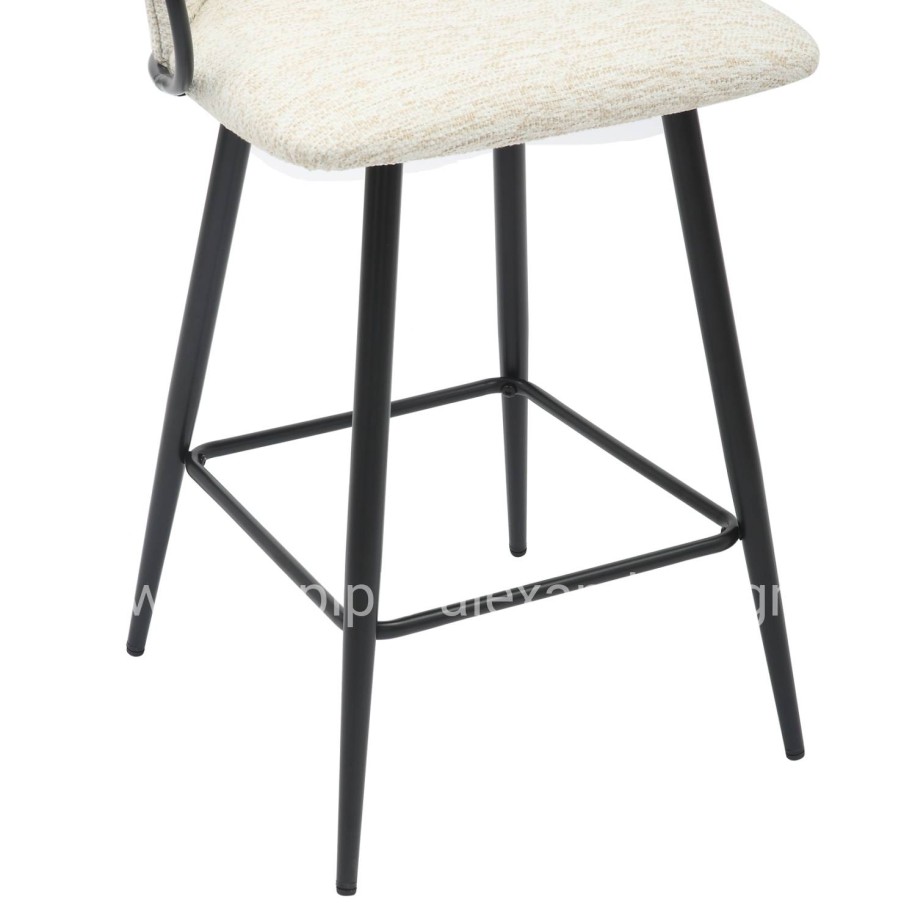 BAR STOOL MED.HEIGHT NEBOR HM9986.02 BLACK METAL FRAME-ECRU FABRIC 53,5x51x90Hcm.