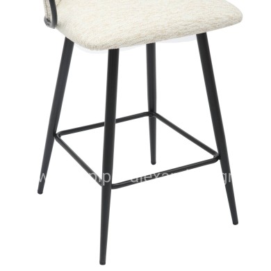 BAR STOOL MED.HEIGHT NEBOR HM9986.02 BLACK METAL FRAME-ECRU FABRIC 53,5x51x90Hcm.