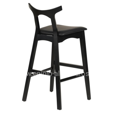 BAR STOOL USOPP HM9951.02 RUBBERWOOD & PU IN BLACK COLOR 49x53x99,5Hcm.
