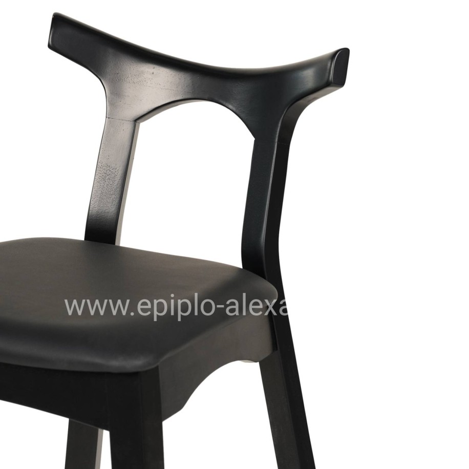 BAR STOOL USOPP HM9951.02 RUBBERWOOD & PU IN BLACK COLOR 49x53x99,5Hcm.