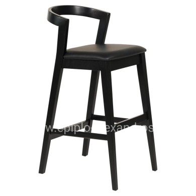 BAR STOOL NAMI HM9952.02 RUBBERWOOD & PU-BLACK 47,5x59x102,5Hcm.