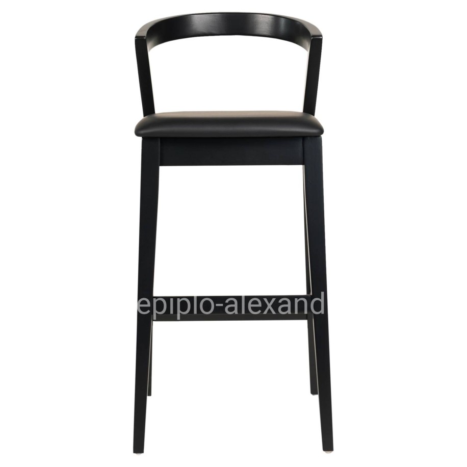 BAR STOOL NAMI HM9952.02 RUBBERWOOD & PU-BLACK 47,5x59x102,5Hcm.