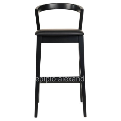 BAR STOOL NAMI HM9952.02 RUBBERWOOD & PU-BLACK 47,5x59x102,5Hcm.