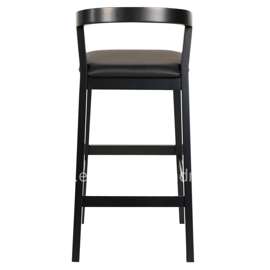 BAR STOOL NAMI HM9952.02 RUBBERWOOD & PU-BLACK 47,5x59x102,5Hcm.