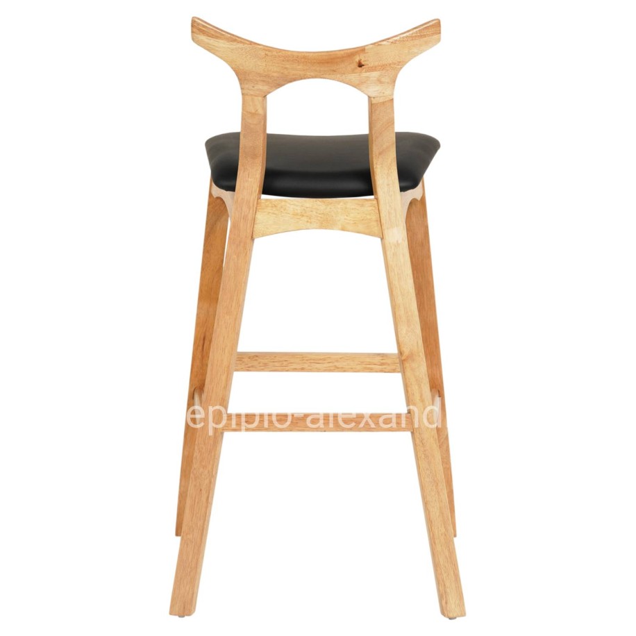 BAR STOOL USOPP HM9951.01 RUBBERWOOD IN LIGHT OAK- BLACK PU 43x41x100Hcm.