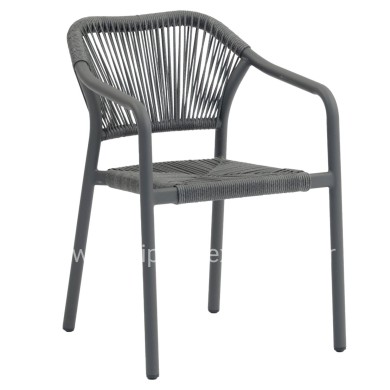 DINING ARMCHAIR ALUMINUM LUCCI HM6266.01 DARK GREY FRAME & P.E. RATTAN 58x56x79Hcm.