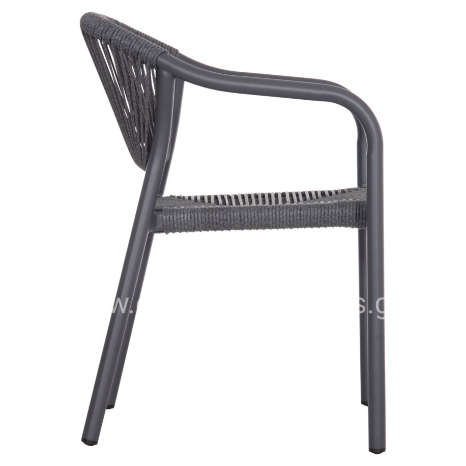 DINING ARMCHAIR ALUMINUM LUCCI HM6266.01 DARK GREY FRAME & P.E. RATTAN 58x56x79Hcm.