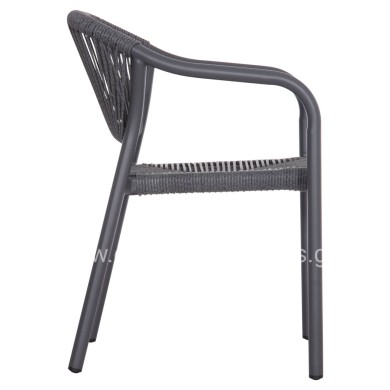 DINING ARMCHAIR ALUMINUM LUCCI HM6266.01 DARK GREY FRAME & P.E. RATTAN 58x56x79Hcm.