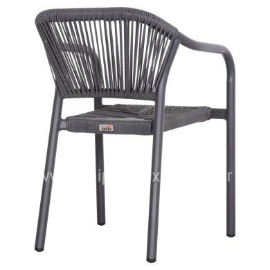 DINING ARMCHAIR ALUMINUM LUCCI HM6266.01 DARK GREY FRAME & P.E. RATTAN 58x56x79Hcm.