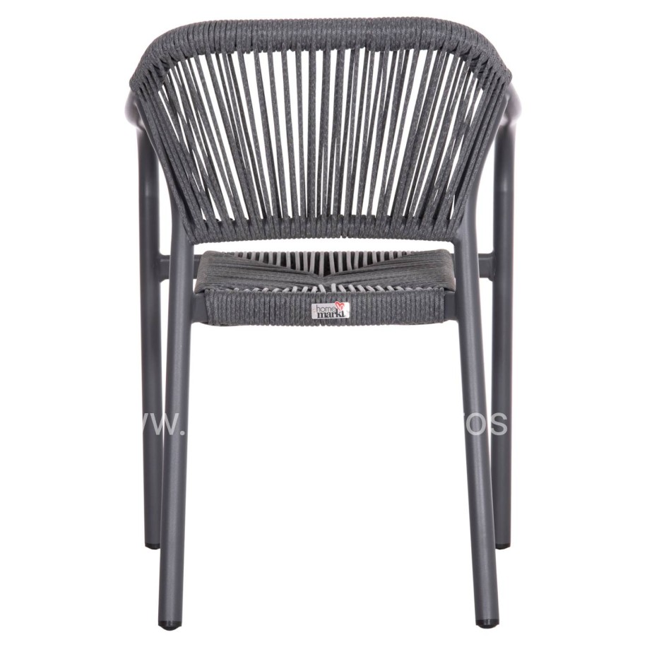 DINING ARMCHAIR ALUMINUM LUCCI HM6266.01 DARK GREY FRAME & P.E. RATTAN 58x56x79Hcm.