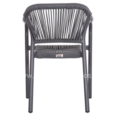 DINING ARMCHAIR ALUMINUM LUCCI HM6266.01 DARK GREY FRAME & P.E. RATTAN 58x56x79Hcm.