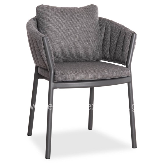DINING CHAIR SHANKS HM6207.01 DARK GREY ALUMINUM & OLEFIN FABRIC 62x60x75-80Hcm.