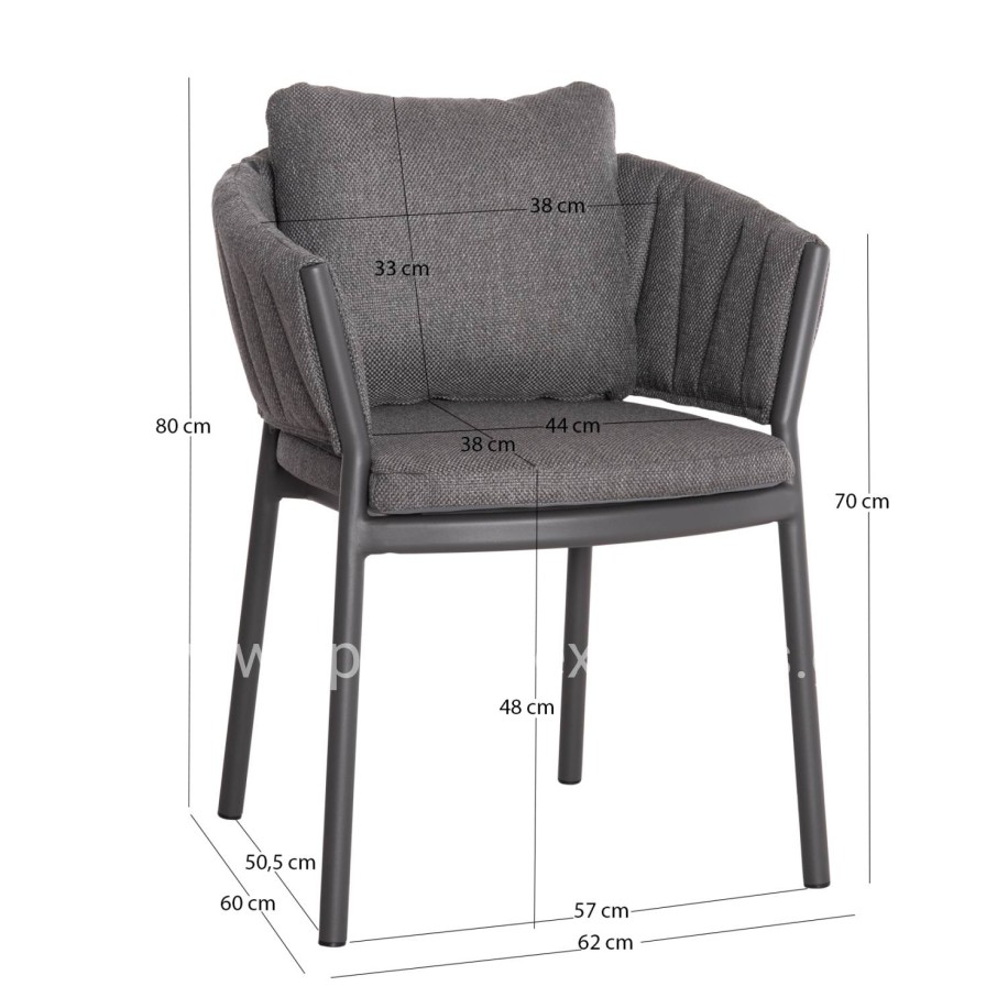 DINING CHAIR SHANKS HM6207.01 DARK GREY ALUMINUM & OLEFIN FABRIC 62x60x75-80Hcm.