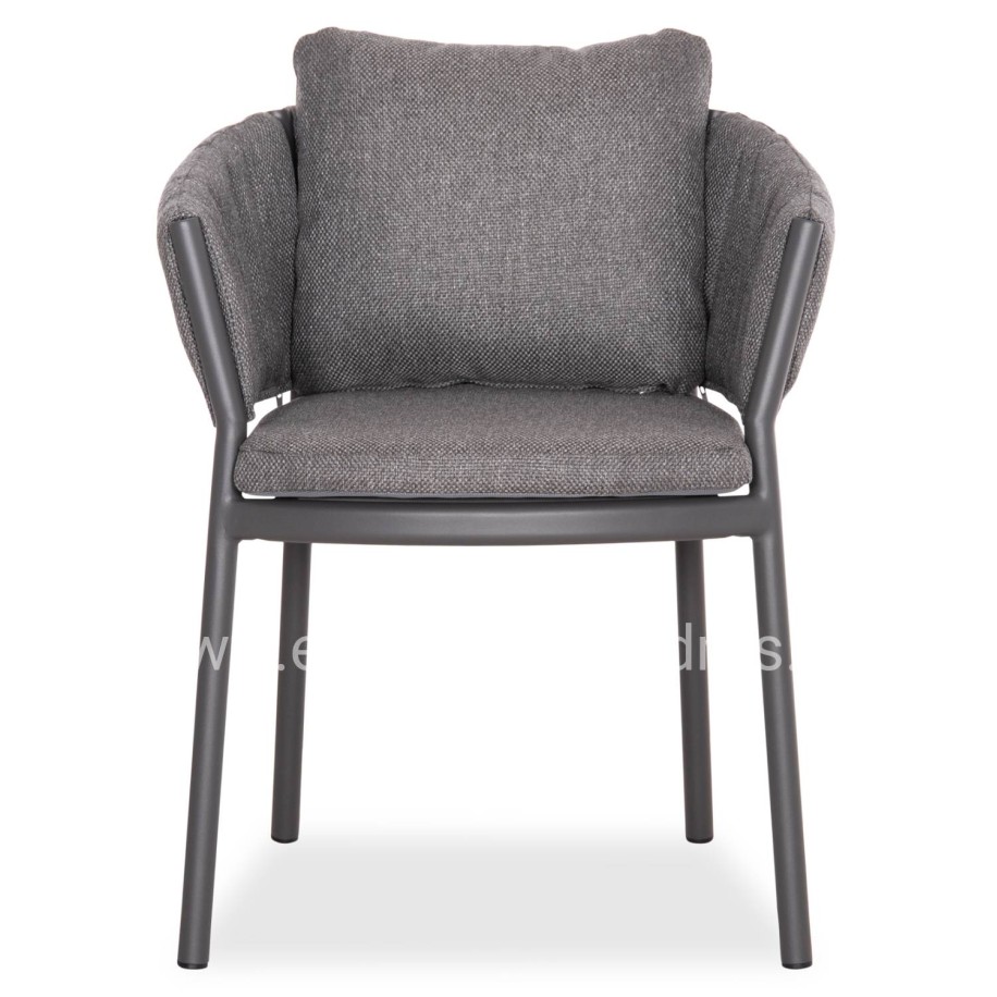 DINING CHAIR SHANKS HM6207.01 DARK GREY ALUMINUM & OLEFIN FABRIC 62x60x75-80Hcm.