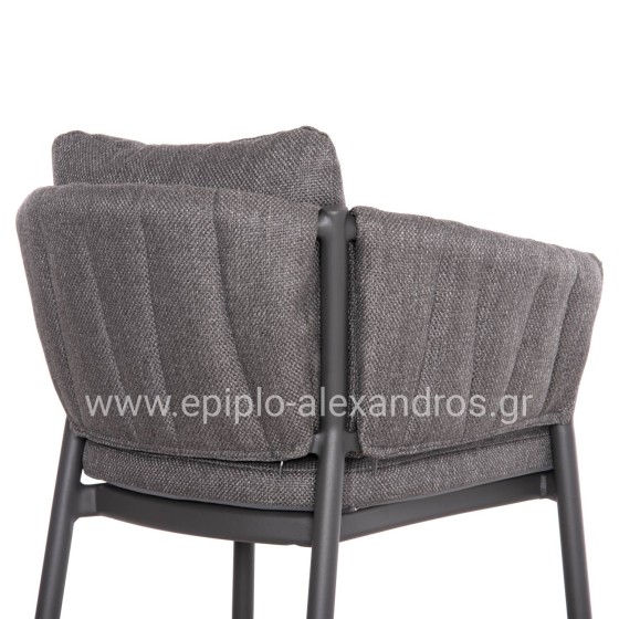 DINING CHAIR SHANKS HM6207.01 DARK GREY ALUMINUM & OLEFIN FABRIC 62x60x75-80Hcm.