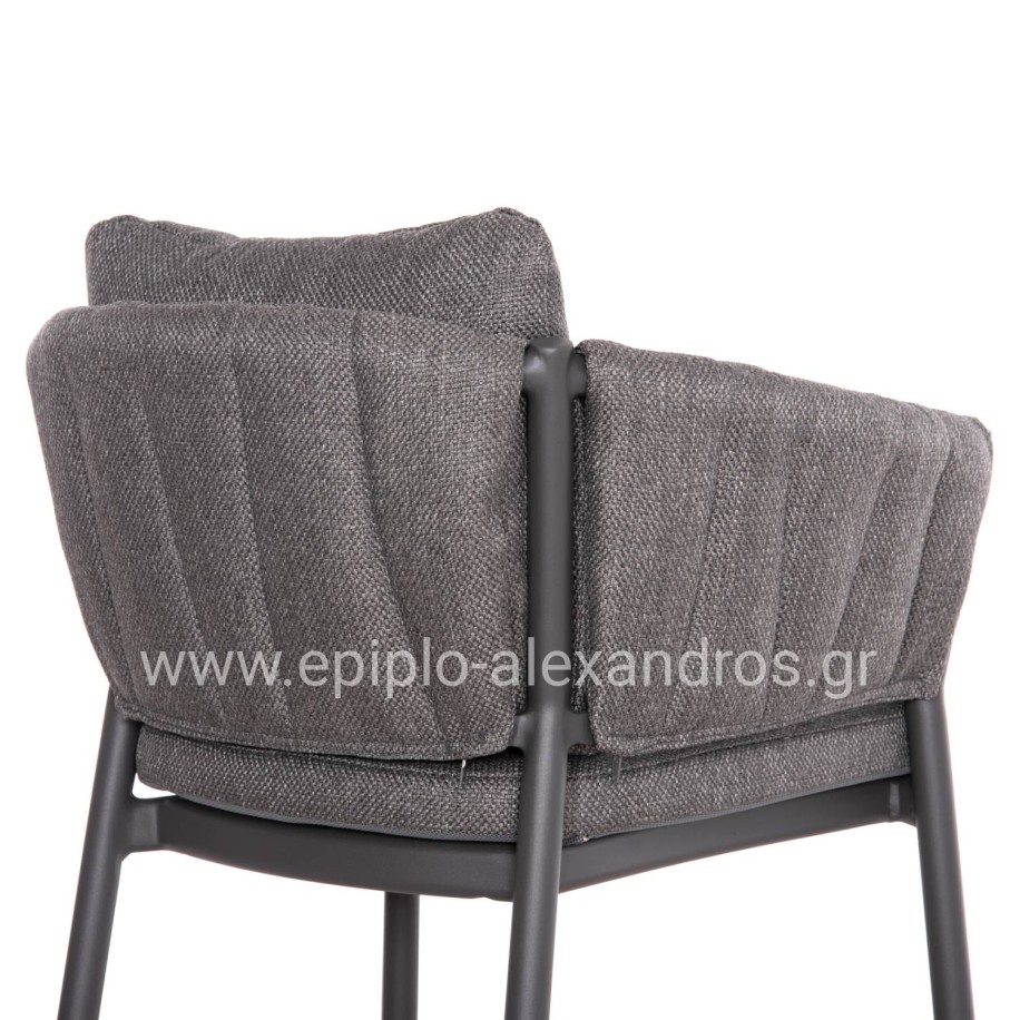 DINING CHAIR SHANKS HM6207.01 DARK GREY ALUMINUM & OLEFIN FABRIC 62x60x75-80Hcm.