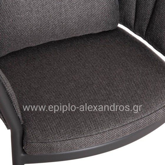 DINING CHAIR SHANKS HM6207.01 DARK GREY ALUMINUM & OLEFIN FABRIC 62x60x75-80Hcm.