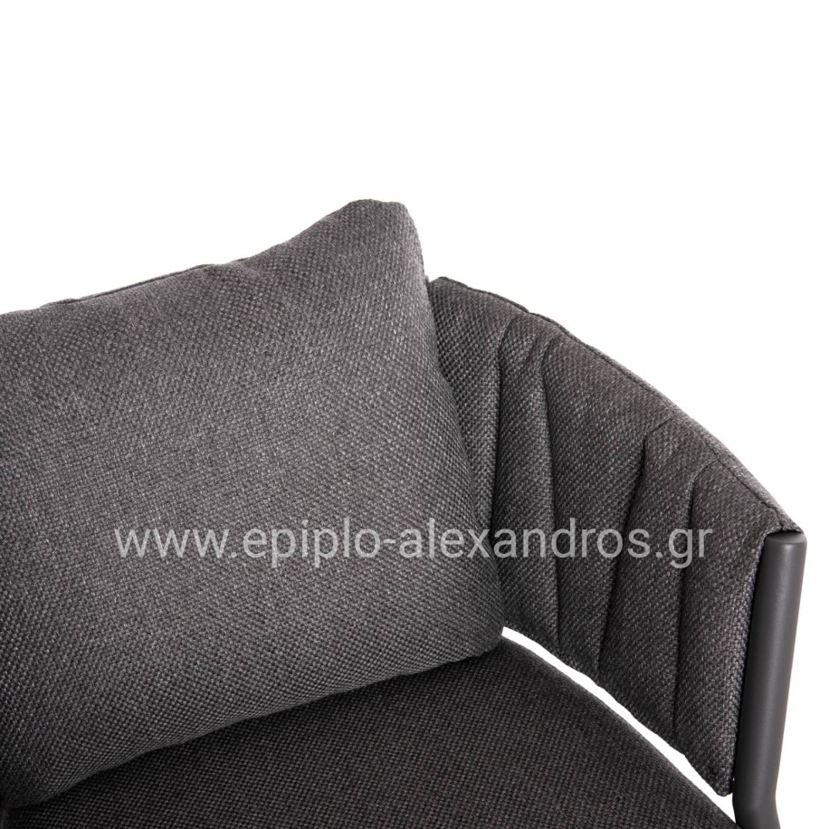 DINING CHAIR SHANKS HM6207.01 DARK GREY ALUMINUM & OLEFIN FABRIC 62x60x75-80Hcm.