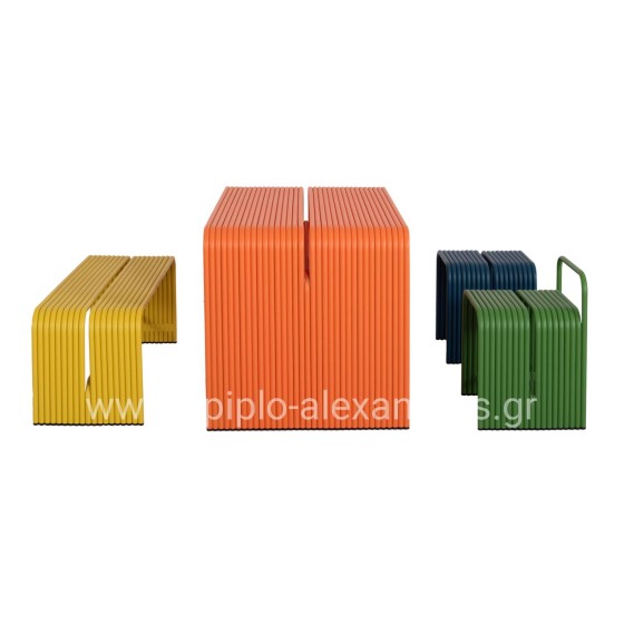 DINING TABLE SERIES INTREPID HM6330.09 ALUMINUM IN ORANGE 121x70x70Hcm.