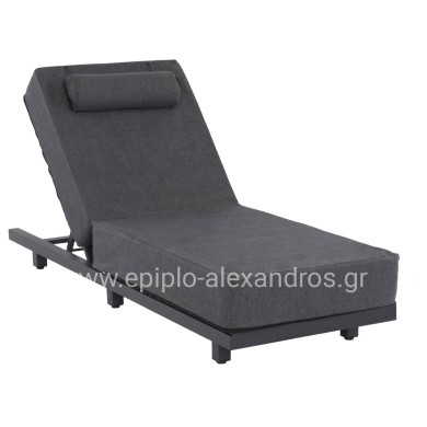 PROFESSIONAL SUNLOUNGER JESSIE HM10714.03 DARK GREY ALUMINUM & CUSHION 200x71x79Hcm.
