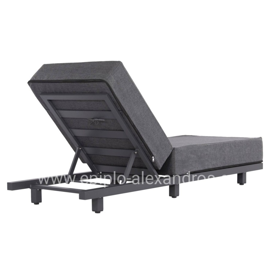 PROFESSIONAL SUNLOUNGER JESSIE HM10714.03 DARK GREY ALUMINUM & CUSHION 200x71x79Hcm.