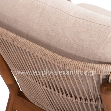 OUTDOOR LOUNGE SET 4PCS SANJI HM6219 ACACIA WOOD-ALUMINUM FRAME-ROPE