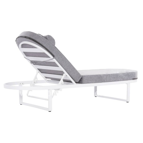 PROFESSIONAL SUNLOUNGER MALLOW HM10715.01 WHITE ALUMINUM & GREY CUSHION 198x71x40,5-103Hcm.