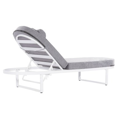 PROFESSIONAL SUNLOUNGER MALLOW HM10715.01 WHITE ALUMINUM & GREY CUSHION 198x71x40,5-103Hcm.