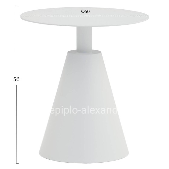 OUTDOOR ROUND SIDE TABLE SERA HM6270.02 ALUMINUM IN WHITE Φ50x56Hcm.