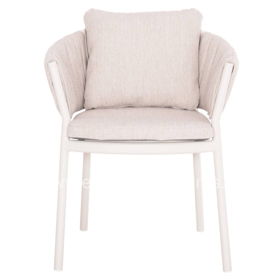 DINING CHAIR SHANKS HM6207.02 CREAM WHITE ALUMINUM & BEIGE OLEFIN FABRIC 63x60.5x75-77Hcm.