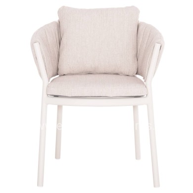 DINING CHAIR SHANKS HM6207.02 CREAM WHITE ALUMINUM & BEIGE OLEFIN FABRIC 63x60.5x75-77Hcm.