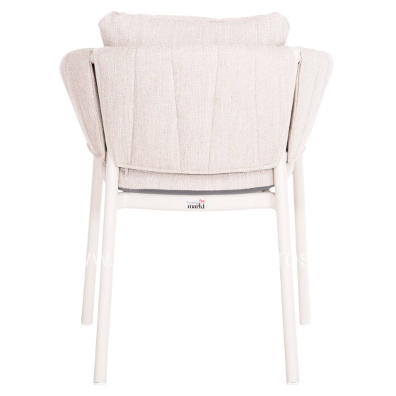 DINING CHAIR SHANKS HM6207.02 CREAM WHITE ALUMINUM & BEIGE OLEFIN FABRIC 63x60.5x75-77Hcm.