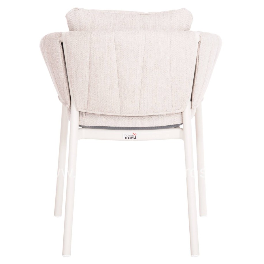 DINING CHAIR SHANKS HM6207.02 CREAM WHITE ALUMINUM & BEIGE OLEFIN FABRIC 63x60.5x75-77Hcm.