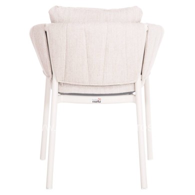 DINING CHAIR SHANKS HM6207.02 CREAM WHITE ALUMINUM & BEIGE OLEFIN FABRIC 63x60.5x75-77Hcm.