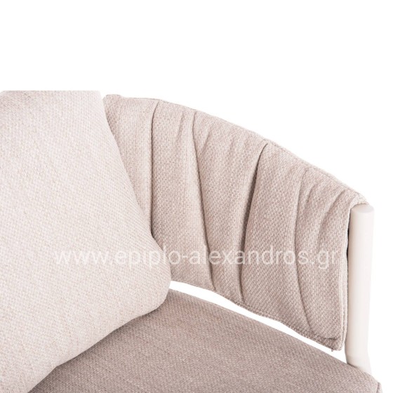 DINING CHAIR SHANKS HM6207.02 CREAM WHITE ALUMINUM & BEIGE OLEFIN FABRIC 63x60.5x75-77Hcm.