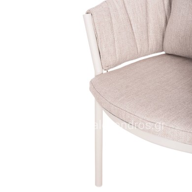 DINING CHAIR SHANKS HM6207.02 CREAM WHITE ALUMINUM & BEIGE OLEFIN FABRIC 63x60.5x75-77Hcm.