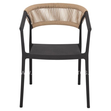 ARMCHAIR POLYPROPYLENE BOGI HM6240.02 BLACK WITH BEIGE PP ROPE 54x53x75Hcm.