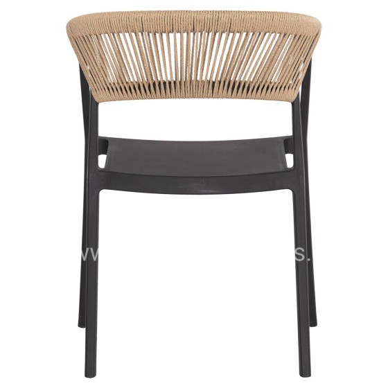 ARMCHAIR POLYPROPYLENE BOGI HM6240.02 BLACK WITH BEIGE PP ROPE 54x53x75Hcm.
