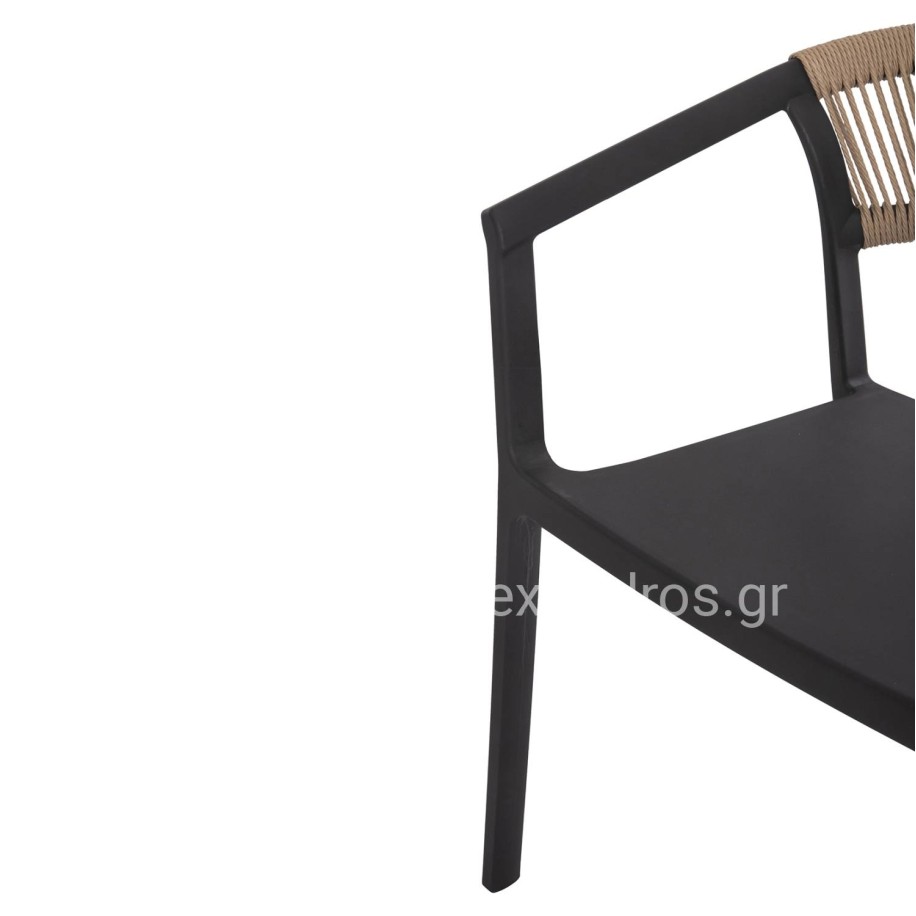 ARMCHAIR POLYPROPYLENE BOGI HM6240.02 BLACK WITH BEIGE PP ROPE 54x53x75Hcm.