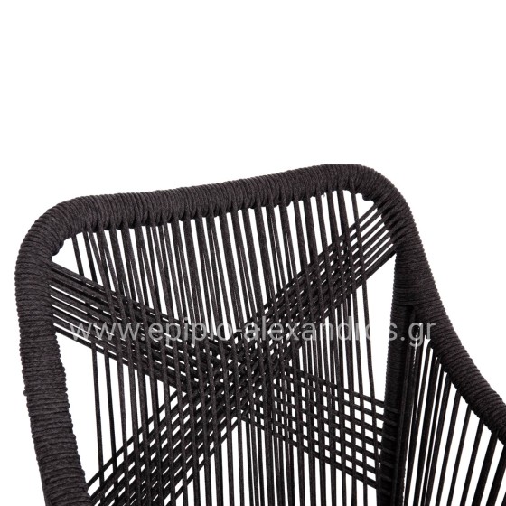 ALUMINUM ARMCHAIR MYRTIA HM5549.11 GREY ROPE - WALNUT COLORED LEGS 60x64x88Hcm