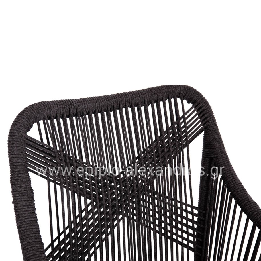 ALUMINUM ARMCHAIR MYRTIA HM5549.11 GREY ROPE - WALNUT COLORED LEGS 60x64x88Hcm