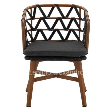 ALUMINUM ARMCHAIR RICKO HM5782.11 WITH WIDE GREY STRAPS  58x59x78 cm.