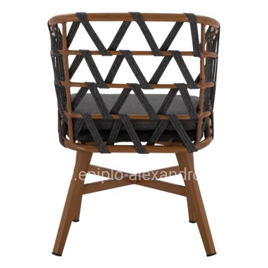 ALUMINUM ARMCHAIR RICKO HM5782.11 WITH WIDE GREY STRAPS  58x59x78 cm.