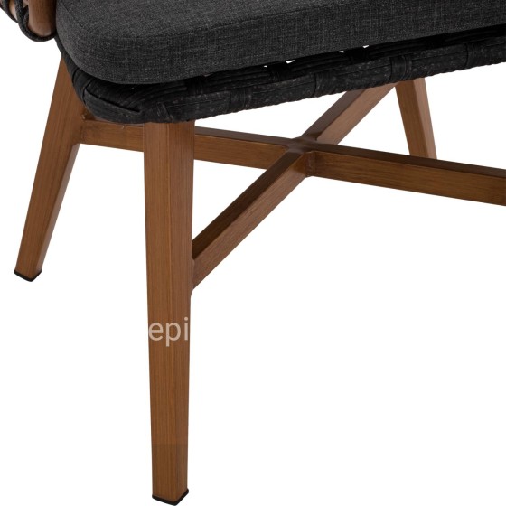 ALUMINUM ARMCHAIR RICKO HM5782.11 WITH WIDE GREY STRAPS  58x59x78 cm.