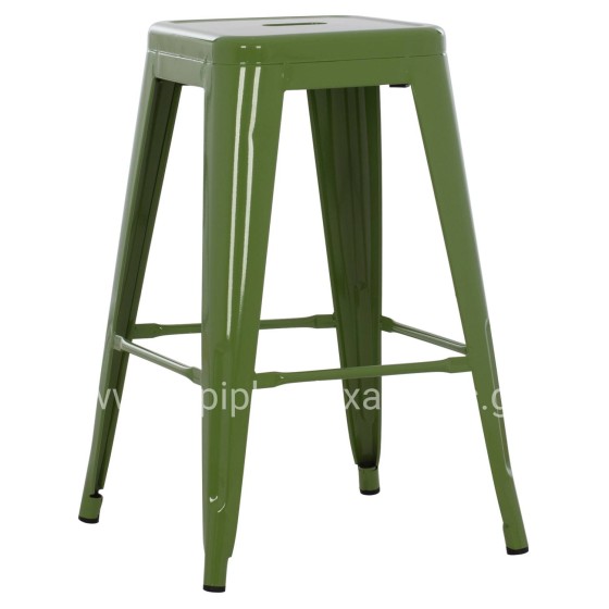 BAR STOOL MEDIUM HEIGHT MELITA-PRO HM8573.53 METAL IN LIGHT OLIVE GREEN 43x43x67Hcm.